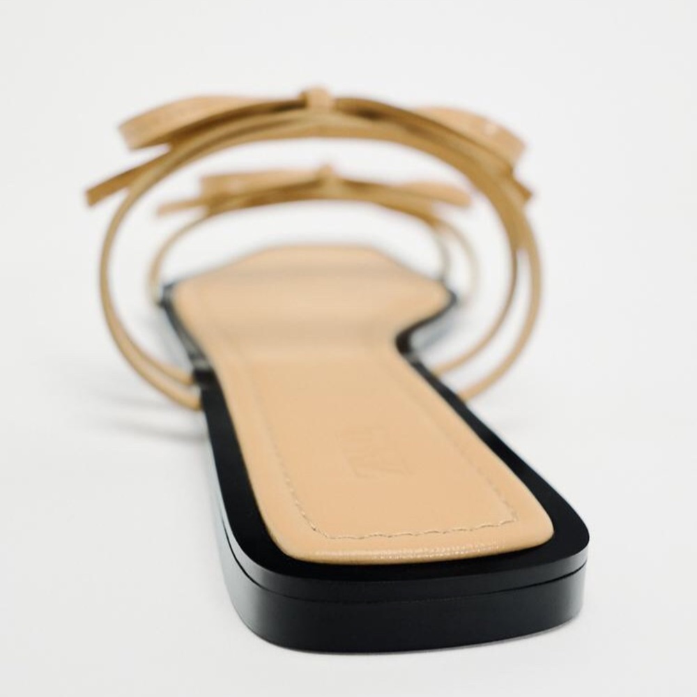 ZARA Bow Trim Flat Sandals - Picture 6 of 10